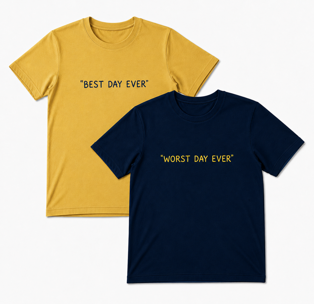 Day-Ever Yellow & Navy reversible tee - Best Day Ever / Worst Day Ever
